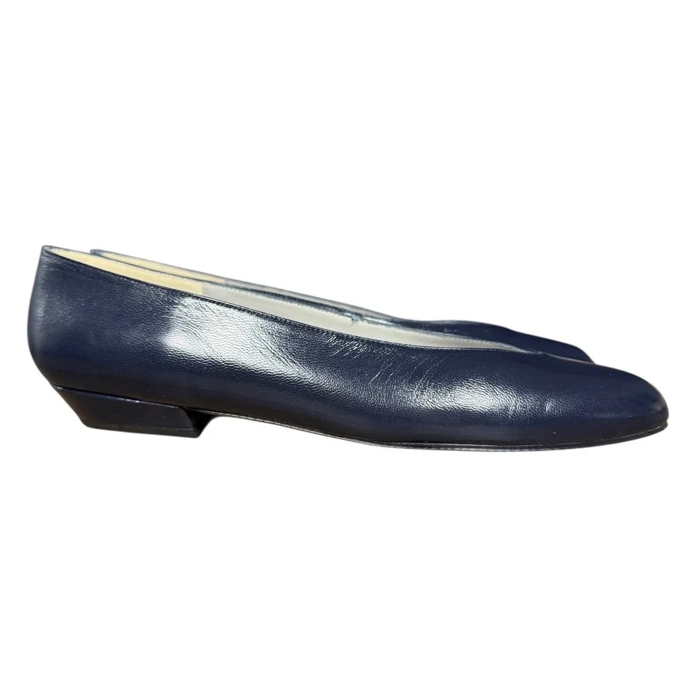 Pappagallo Leather Navy Blue Slip On Flats Size 8.5N